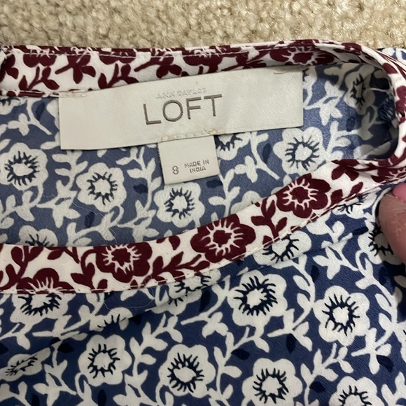 Loft Two colored Floral Patterned Dress. - Picture 3 of 9